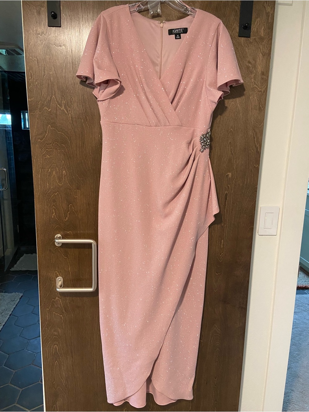 Blush Pink Sparkle Wrap Dress